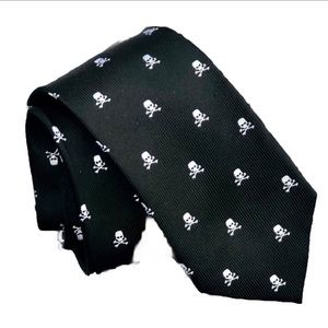 💀 Spooky Skull Tie 💀 Black & White 💯 Silk Hand Made, Kids Size, Boys or Girls